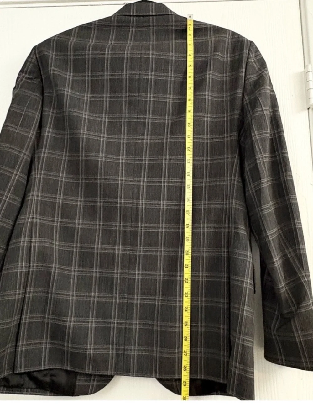 Hardy Amies Brinsley Men's Charcoal Plaid Wool Blazer Size 38R